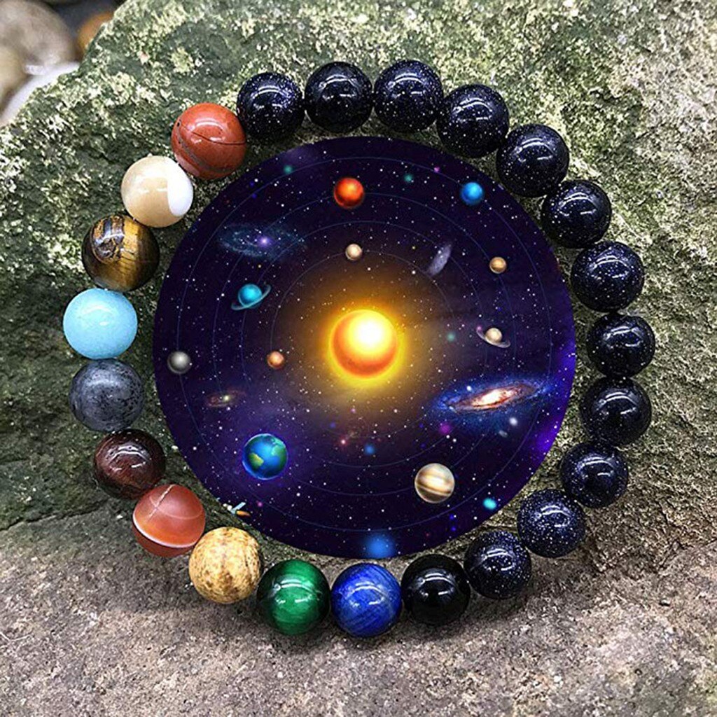 Unquie Zonnestelsel Acht Planet Thema Natuursteen Kralen Armband Voor Mannen Vrouwen Vriend Charm Strand Sieraden Natuurlijke