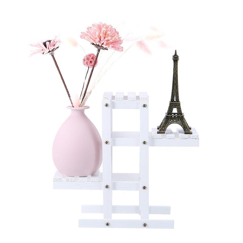 White Wooden Plant Flower Pot Shelf Stand Holder Garden Balcony Display Rack Wrought Multi-layer Interior Decoration Floor Space