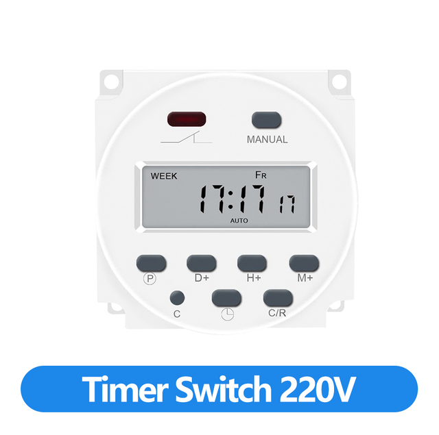 GTHURCS 220V 110V 24V 12V CN101A minuterie interrupteur numérique LCD minuterie de puissance Programmable minuterie relais 16A CN101: Black