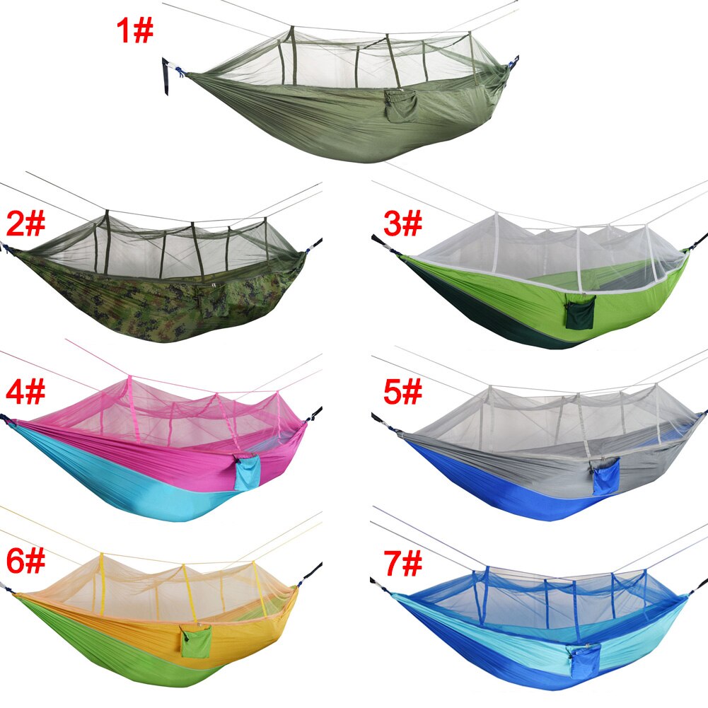 Portable Double Swing Hammock Nylon Bed with Mosquito Net for CampingHiking ED889