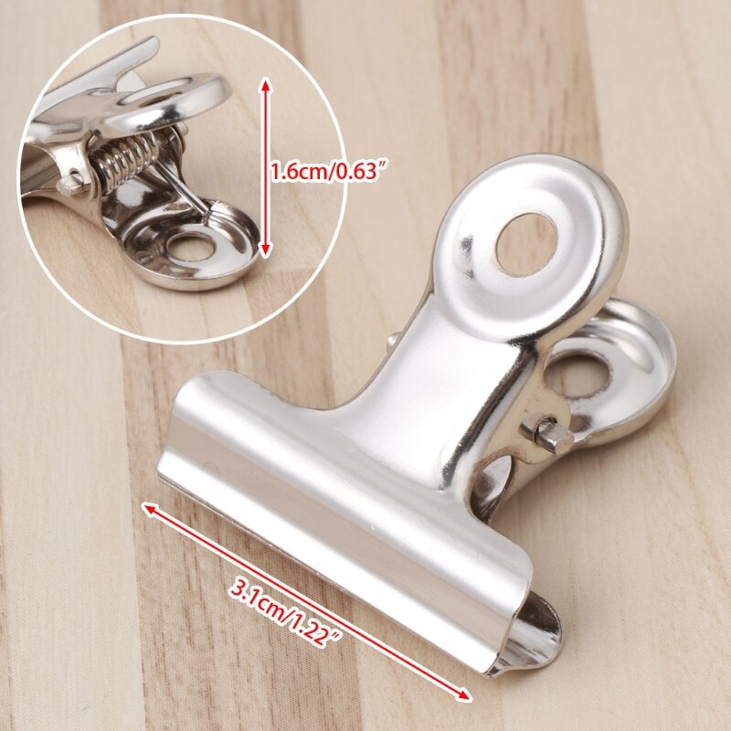 10Pcs Metal Bulldog Grip Clip Food Sealer Bag Clamp Paper Document Ticket Binder