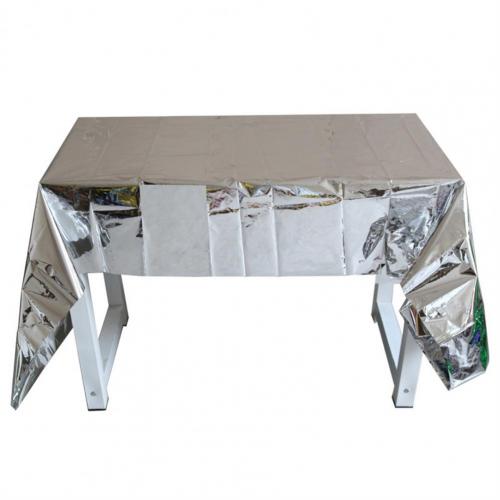 Useful Table Cover Table Decor Table Cloth Disposable Convenient Table Decorative Cloth for Party Plastic Tablecloth: Silver