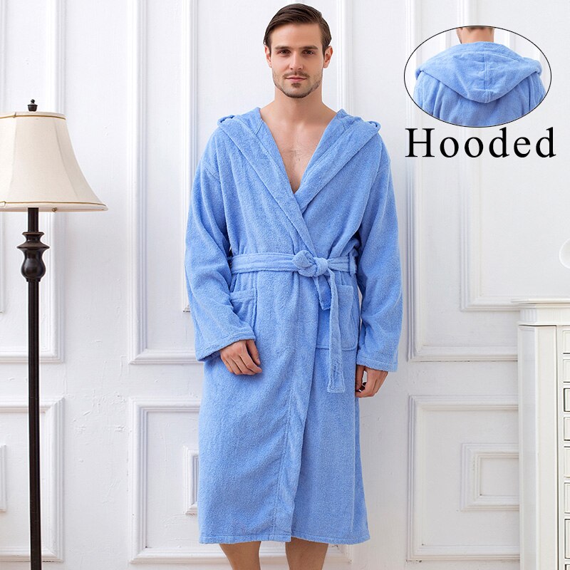 Grote Badstof Toweled hooded badjas mannen met hooded solid 100% katoen hooded toweled badjas voor mannen