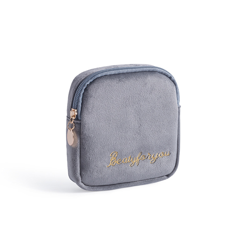 Bolsa de almacenamiento de servilletas sanitarias, almohadilla de lona, bolsa de maquillaje cosmético, monedero, organizador de joyas, estuche para tarjetas de crédito, bolsa de tampones: Azul