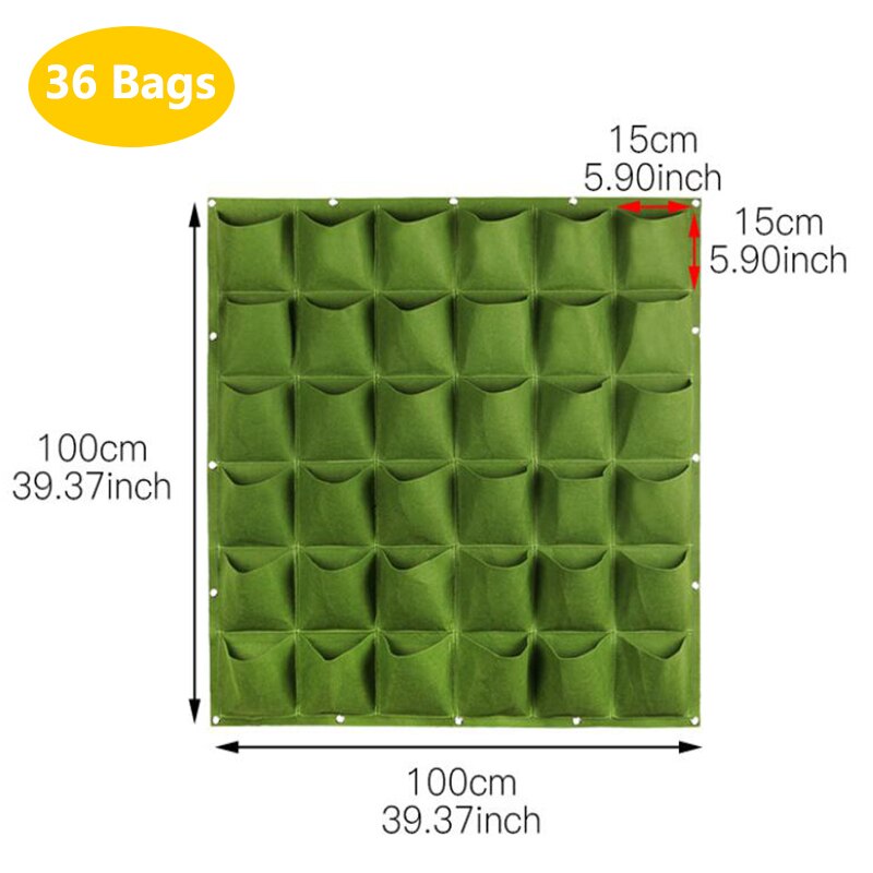 wall flower Grow Bags pocket vertical garden Planting Hanging home plant tools fabric Vegetable planter jardin growing pots: 36pockets 100x100