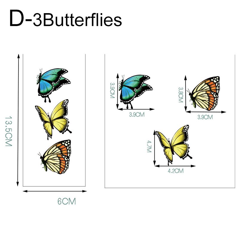 3Pcs/Sheet Butterfly Stickers Diary Sealing Label Sticker Decal Travel Sticker DIY Scrapbooking Diary Planner Albums Decoration: D