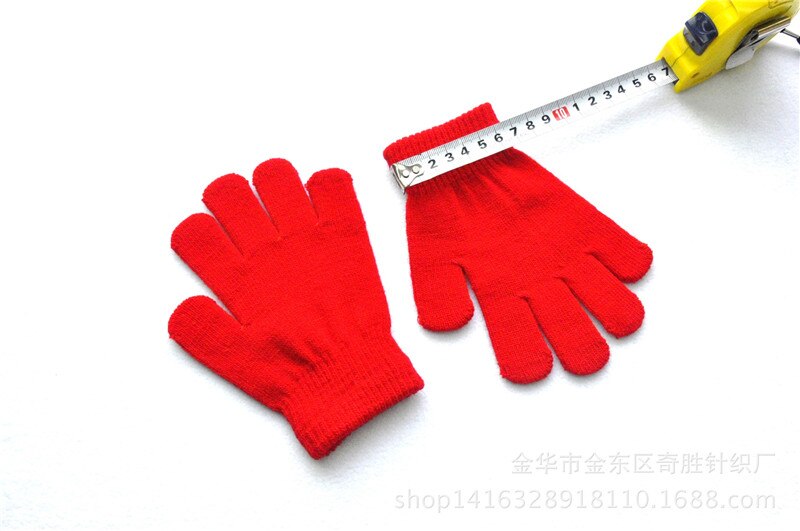 Warme Winter Vinger Handschoenen Kids Kinderen Leuke Solid Wol Gebreide Elastische Handschoenen Mode Accessoires-Qsd
