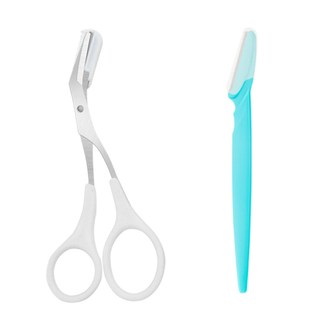 Geavanceerde Wenkbrauw Trimmen Mes Veilig Anti-Kras Wenkbrauw Scheren Tool Voor Mannen En Vrouwen Beginner Beauty Tool Set Wenkbrauw scheermes: Zwart & Zilver