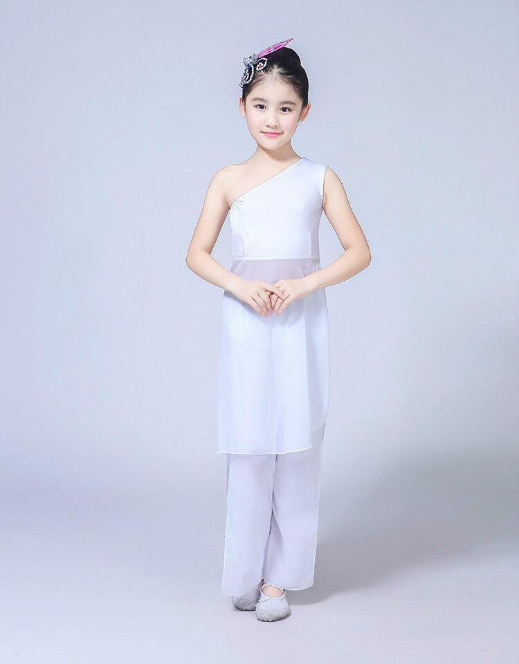 Traje de danza folclórica tradicional china para niños, ropa de danza yangko para niñas, ropa de escenario para niños, ropa de danza con abanicos de minorías étnicas