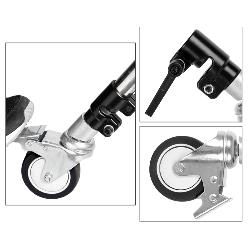 3-Pack Swivel Caster Wiel Met Duurzame Metalen Constructie Voor Light Stand Met 25Mm Diameter Been, geschikt Voor Studio Video