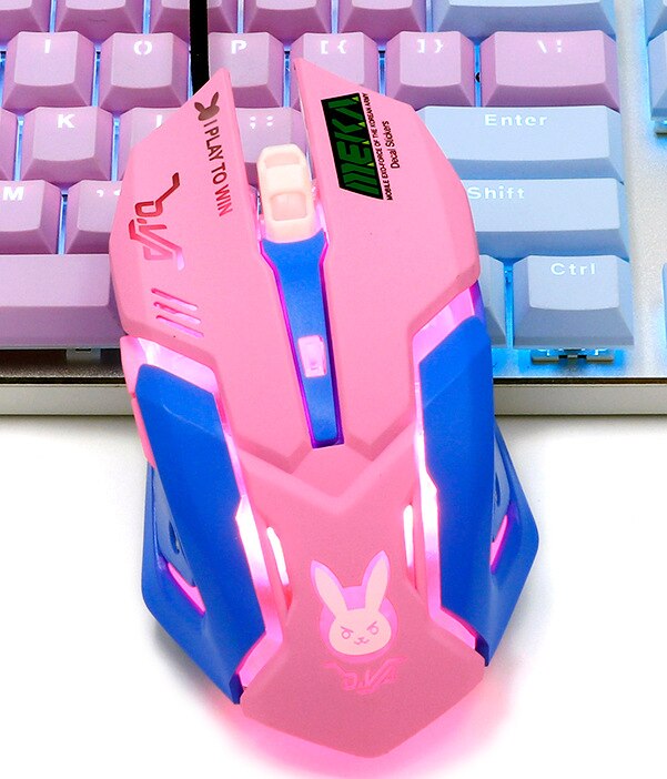 3200Dpi Wire Ergonomische 6 Toetsen Backlit Gaming Mouse Voor Laptop Computer Notebook Pc Gamer Muizen Roze Meisje Vrouw Leuke game Muis: Pink Mute