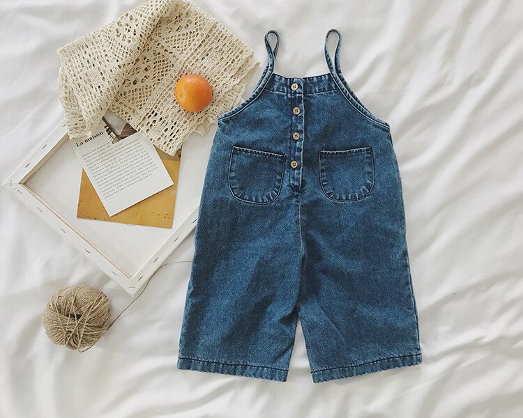 Lente baby kinder cowboybroek voor kinderen jongens en meisjes casual losse denim jeans met wijde pijpen bretels broek