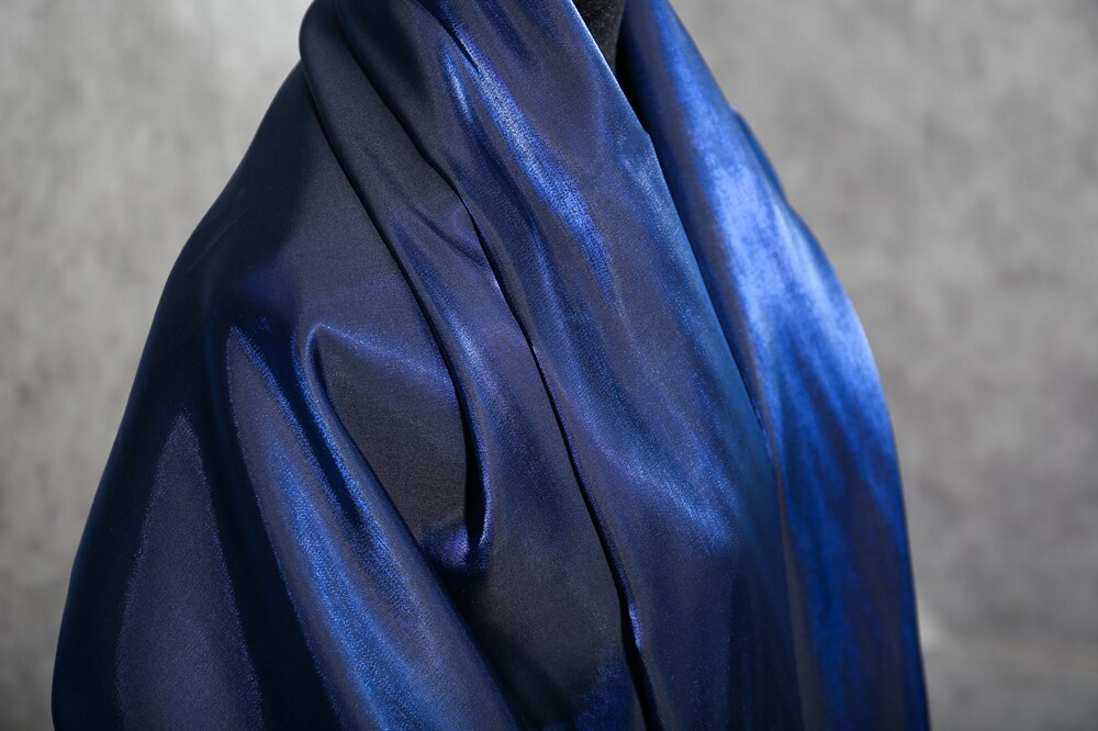 Royal Blue Gradient Electro-optic Dark Blue Glass Fabric Is Delicate, Silky and Smooth. Shirt Dress Skirt Hanfu Fabric