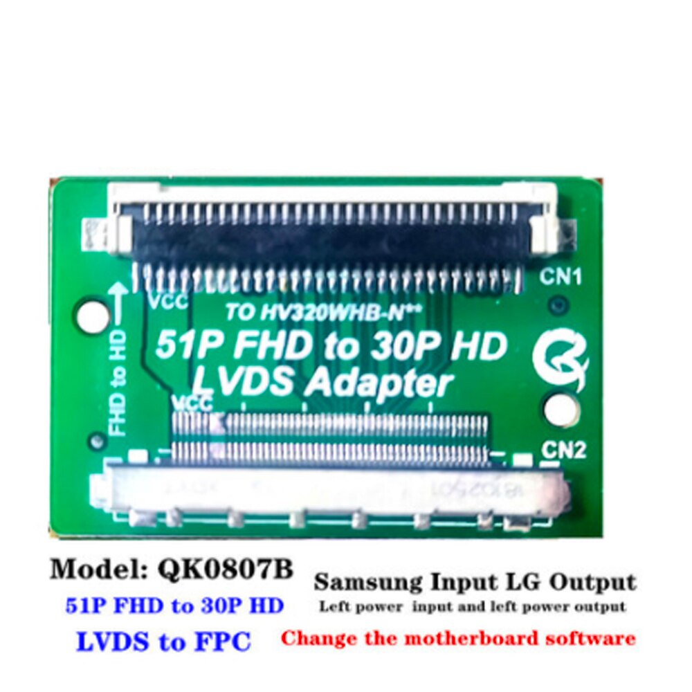 51PIN TO 51PIN FFC FPC cable connector 2k 4k QK0824B lvds adapter: QK0807B