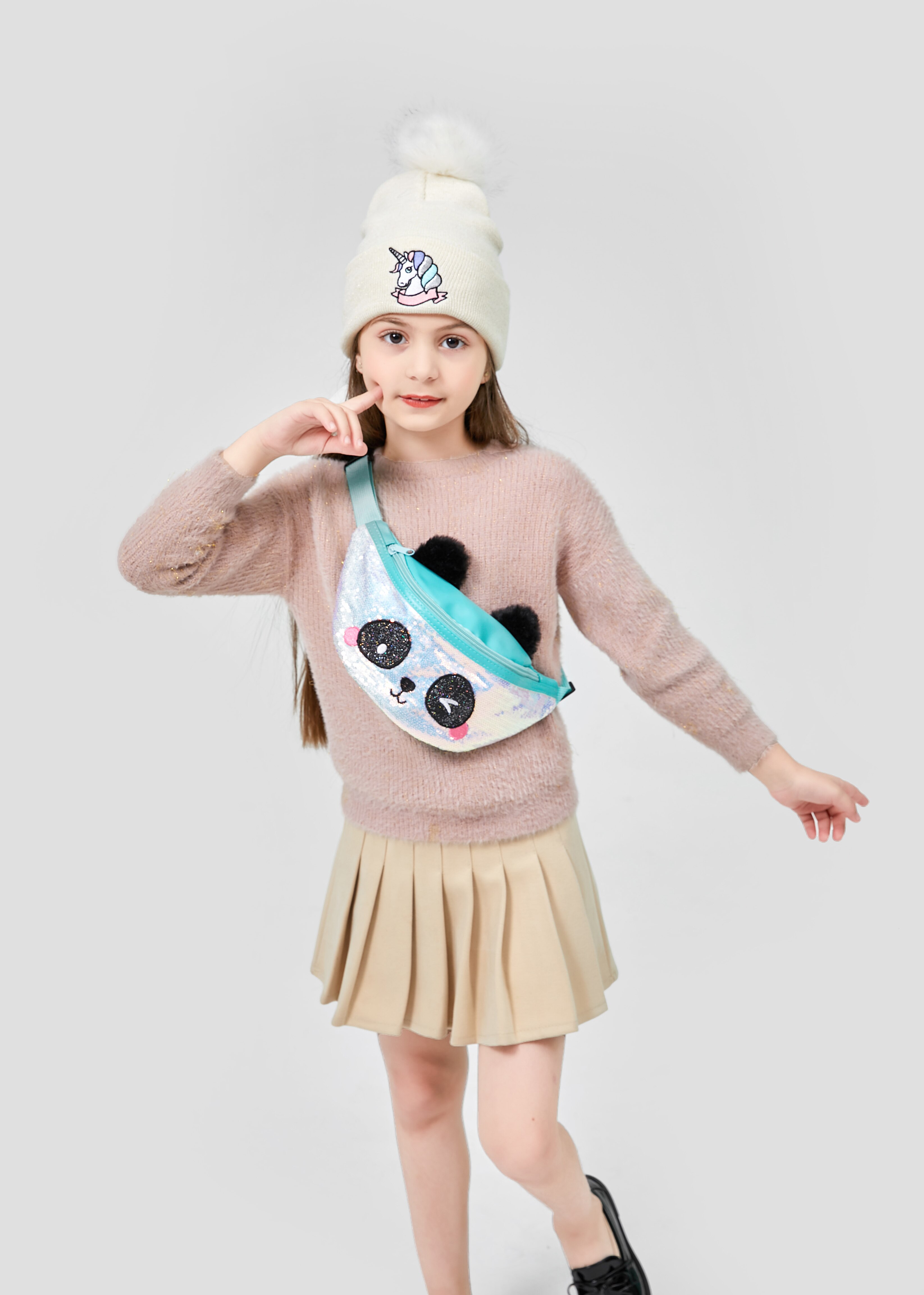 Children's purse panda messenger bag messenger bag sequin messenger bag girl messenger bag child panda bags