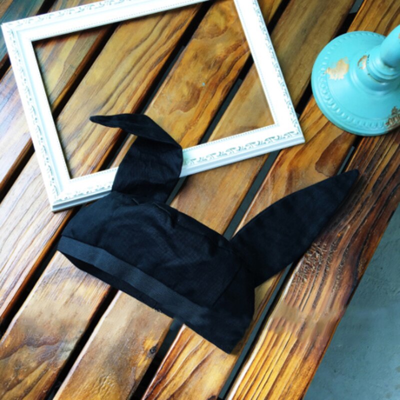 Zachte Meisje Student Baret Leuke Konijnenoren Stijlvolle Japanse Vrouwelijke Zoete Knoppen Cap Jonge Schilder Black Cap