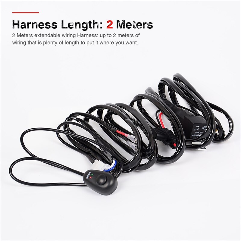 Arnés de cableado para Barra de luz LED todoterreno, Kit de interruptor de Cable para 300w, 240w, 200w, 180w, 150w, 120w, 72w, 4, 12, 20, 22, 32, 42 y 52 pulgadas
