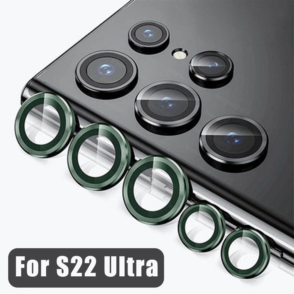 S22 ultra capa completa câmera lente protetor para samsung galaxy s22 ultra liga de alumínio metal vidro temperado para samsung s22ultra: Green