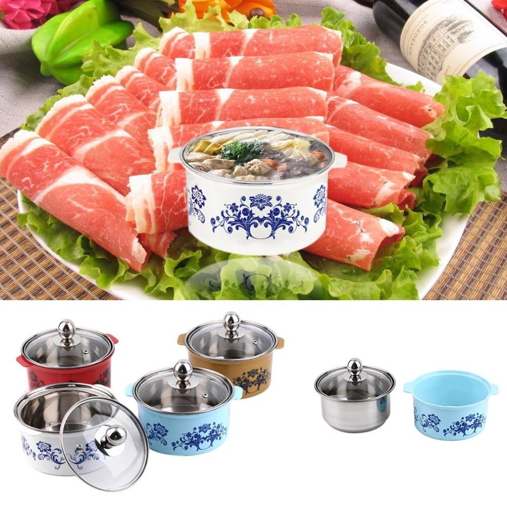 Household Stainless Steel Small Single Use Pot With Lid for Electromagnetic Oven Easy to Clean Portable