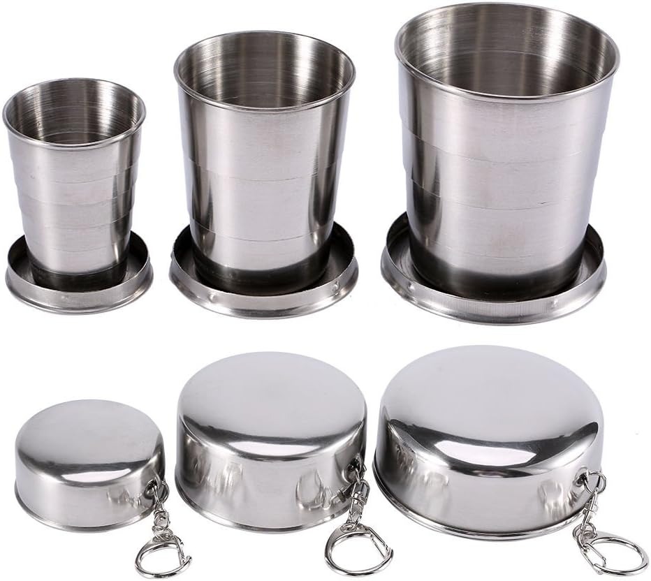 75/150/250/450ML Edelstahl Faltbare Tasse Camping Kochgeschirr Erweiterbar Tasse Teetassen Tragbare Outdoor reise Camping Tassen