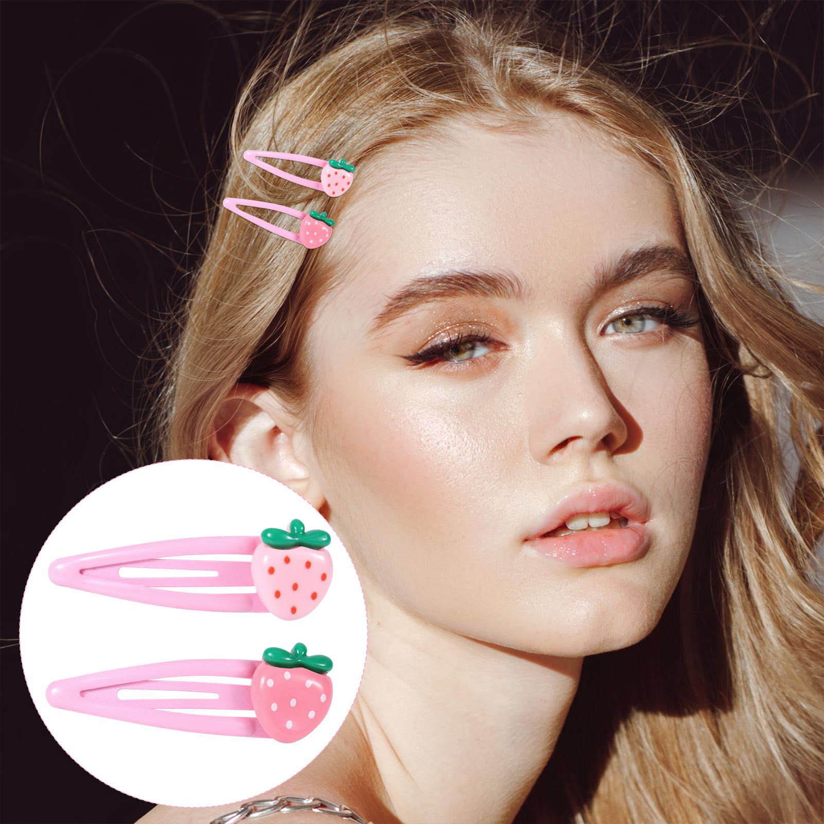 Children's Strawberry Hair Clip Pearlescent 3d Diamond Inlaid Strawberry Hair Clip/headband Lovely Little Girl's Hair Accessory