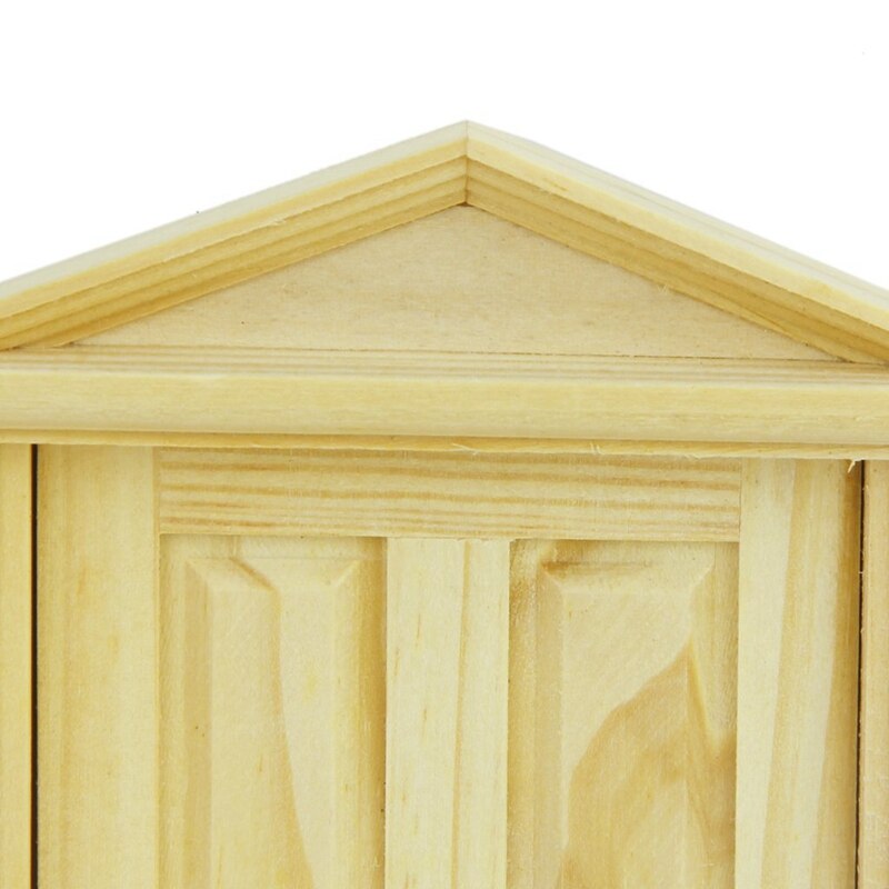 1/12 Dollhouse Miniatuur Exterieur Naar Binnen-Open Houten Deur Met Steeple Top