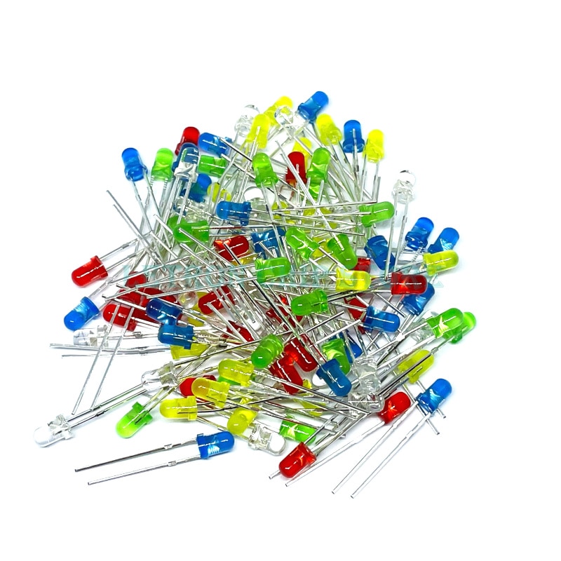 5Colors x20pcs =100pcs F5 Ultra Bright 5MM Round Water Clear Green/Yellow/Blue/White/Red LED Light Lamp Emitting Diode Dides Kit