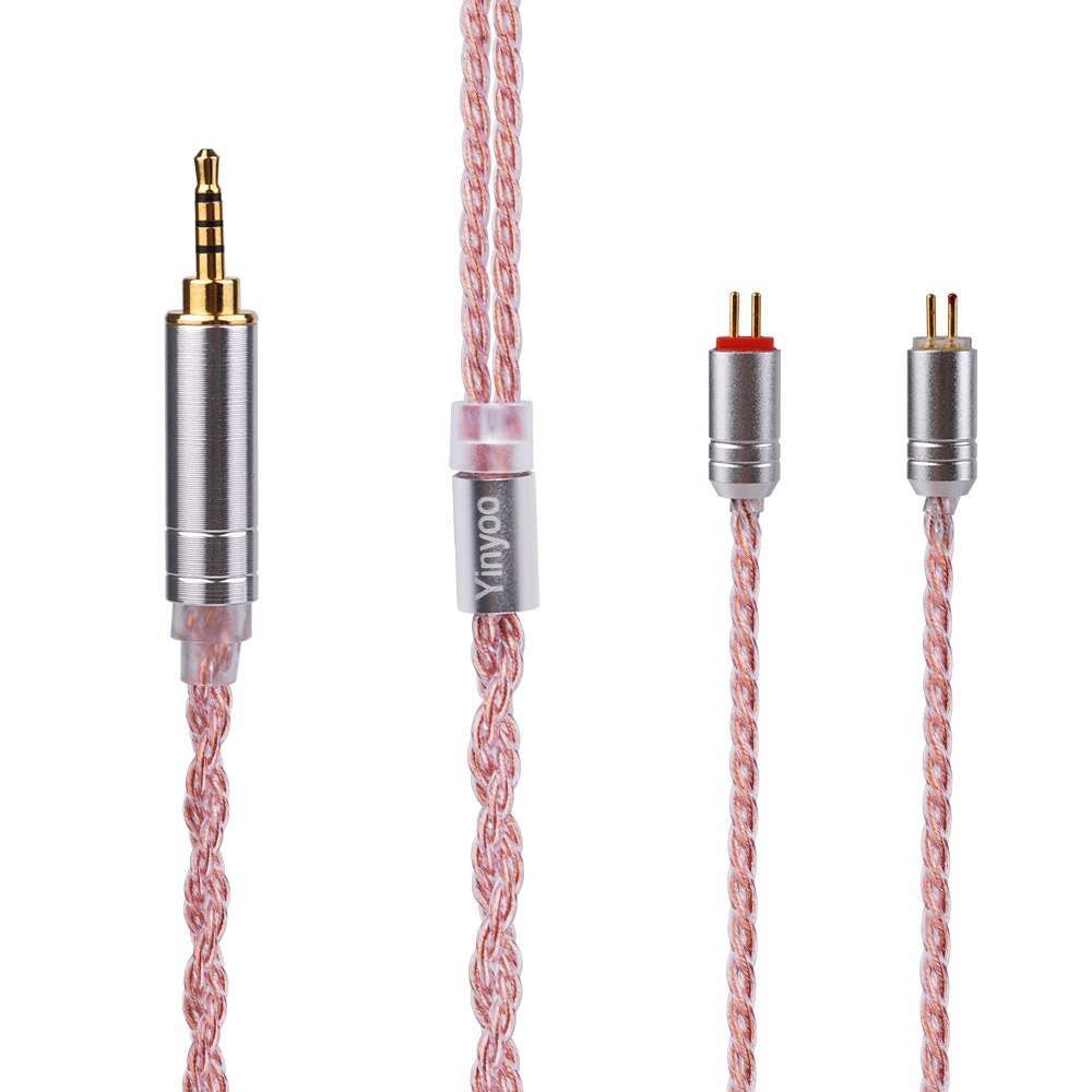 Cable de cobre rosa de 6 núcleos Yinyoo 2,5/3,5/4,4mm Cable equilibrado con conector MMCX/2PIN para HQ6 QT2 ZS10 ZST PRO BLON BL05: 2PIN 2.5