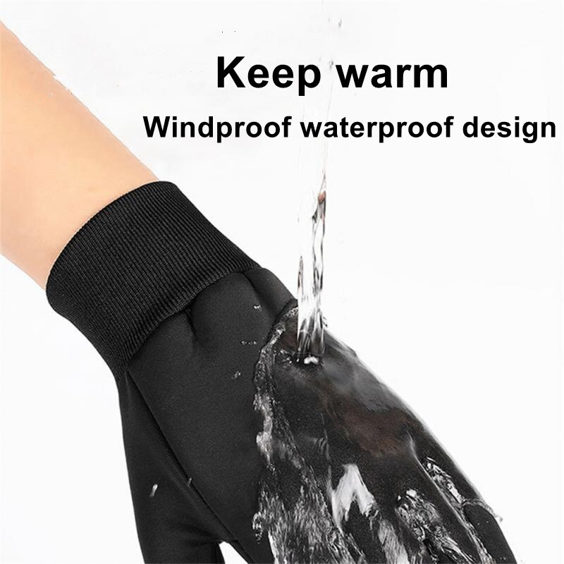 Guantes de ciclismo impermeables para exteriores, manoplas de invierno para pantalla táctil, a prueba de viento, para motocicleta, esquí y bicicleta