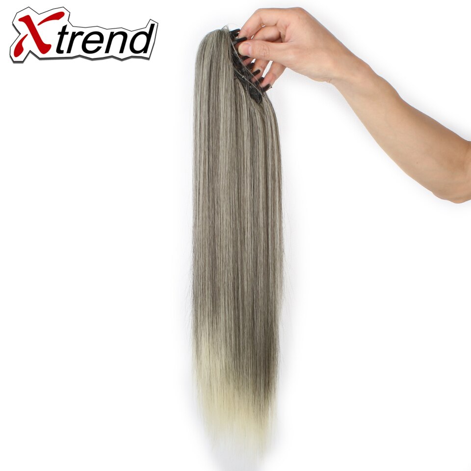 Xtrend-coletas de pelo sintético para mujer, extensiones de cabello de fibra de alta temperatura, con Clip de garra, peine de plástico, 20 pulgadas