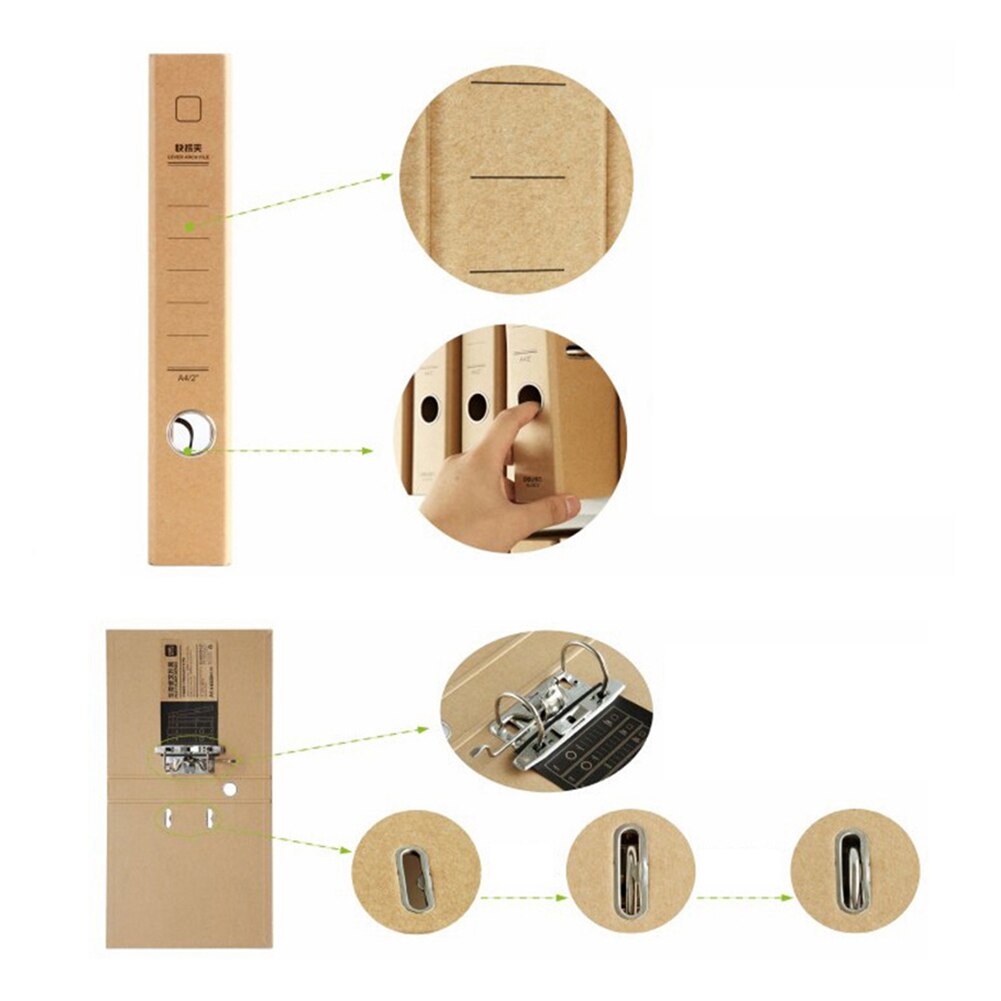 Carcasa de papel Kraft A4, productos de relleno de archivador de arco con palanca, suministro de oficina, soporte para documentos, buena , amigable con el usuario