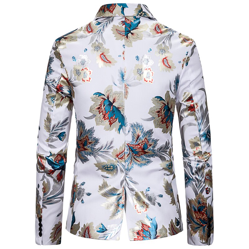 Men&#39;s white high-end one-button suit color bronzing printing suit dress costume/ blazer jacket men / 2022 man blazer