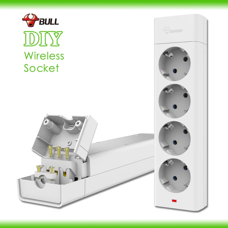 Bull DIY Draadloze Socket Doos Eu Plug Power Strip 16A 250V 4000W Elektrische Socket EU Plug Extension Socket