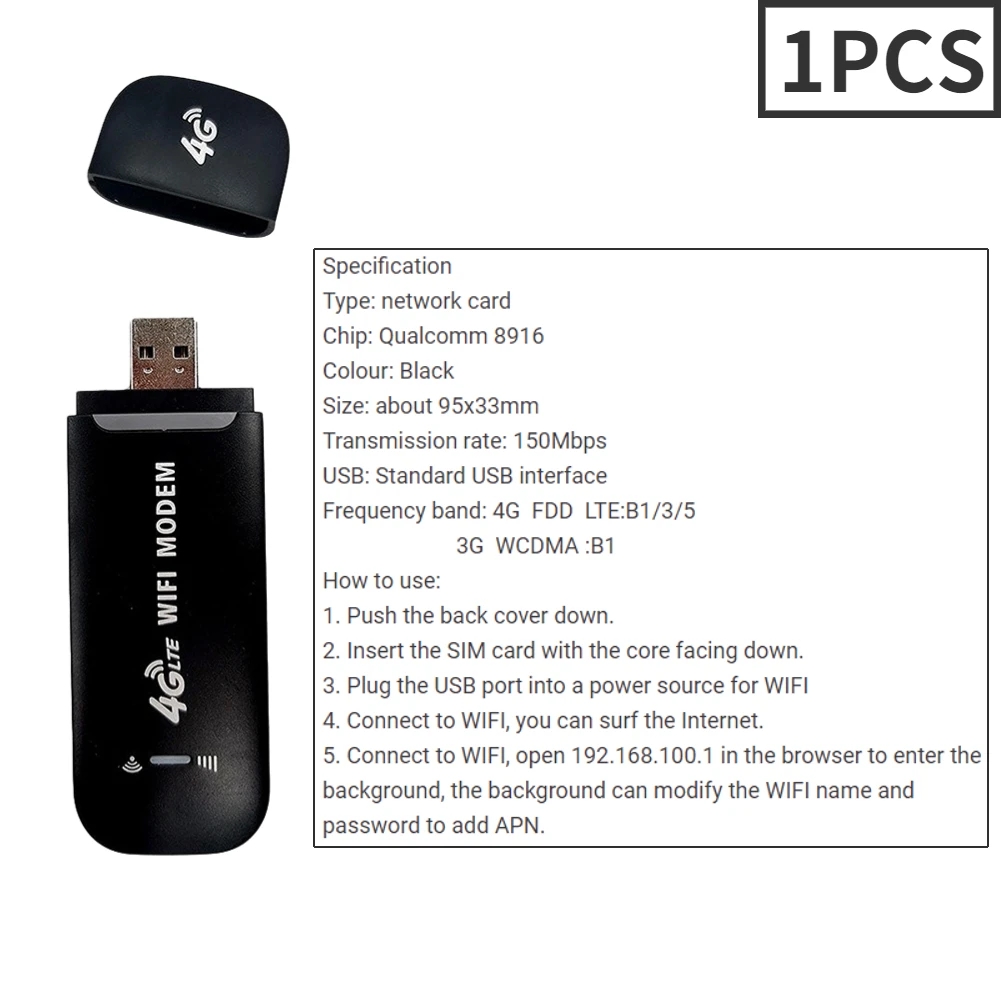 4g lte trådløs router usb-dongle 150 mbps modemstik mobilt bredbånd simkort trådløs wifi-adapter 4g- korts router hjemmekontor: Hvid