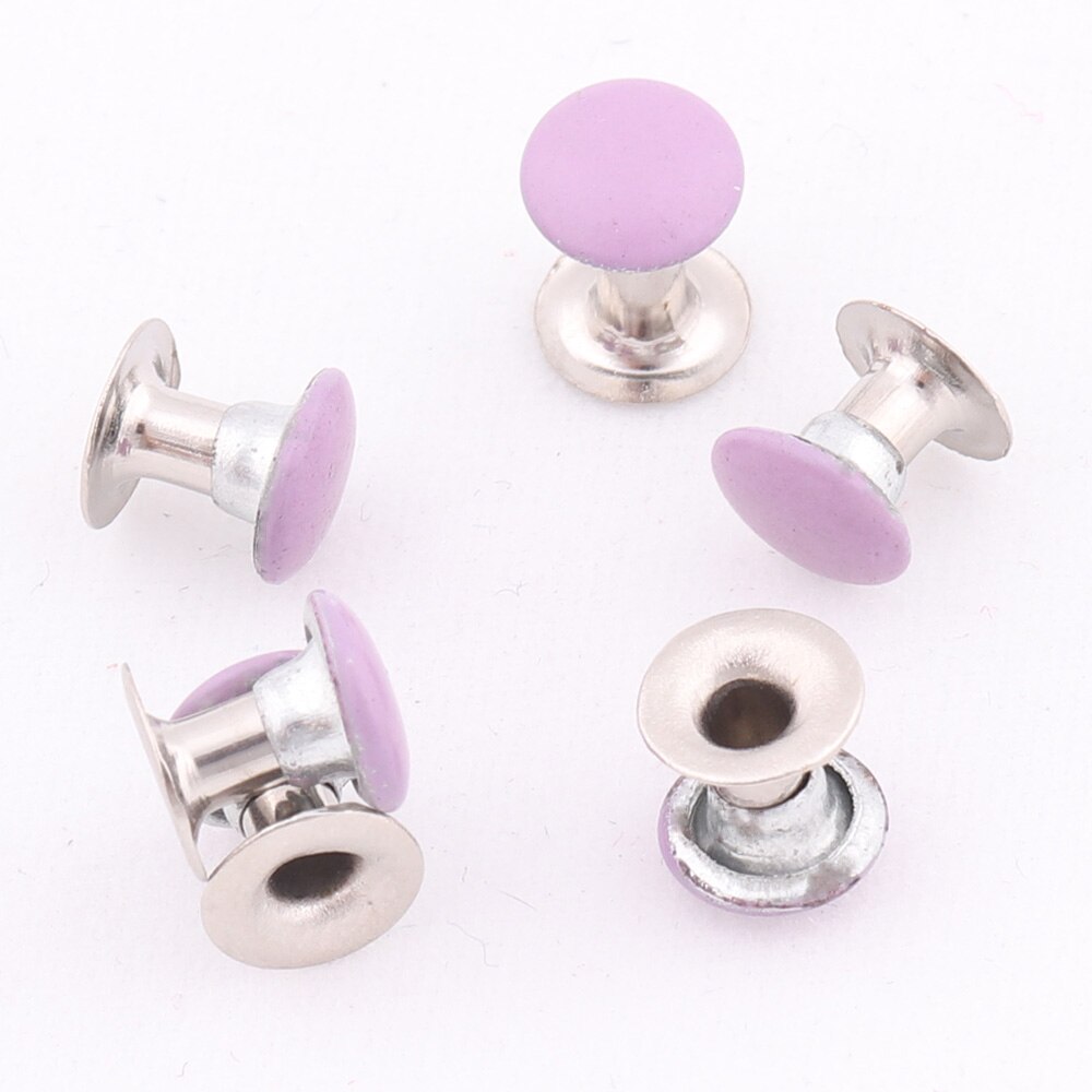 6*6mm Ronde Double Cap Klinknagels Stud Rapid Klinknagels Paars voor Bag Schoenen Leder Craft Decoraties DIY Naaien supplies Decor Fastener