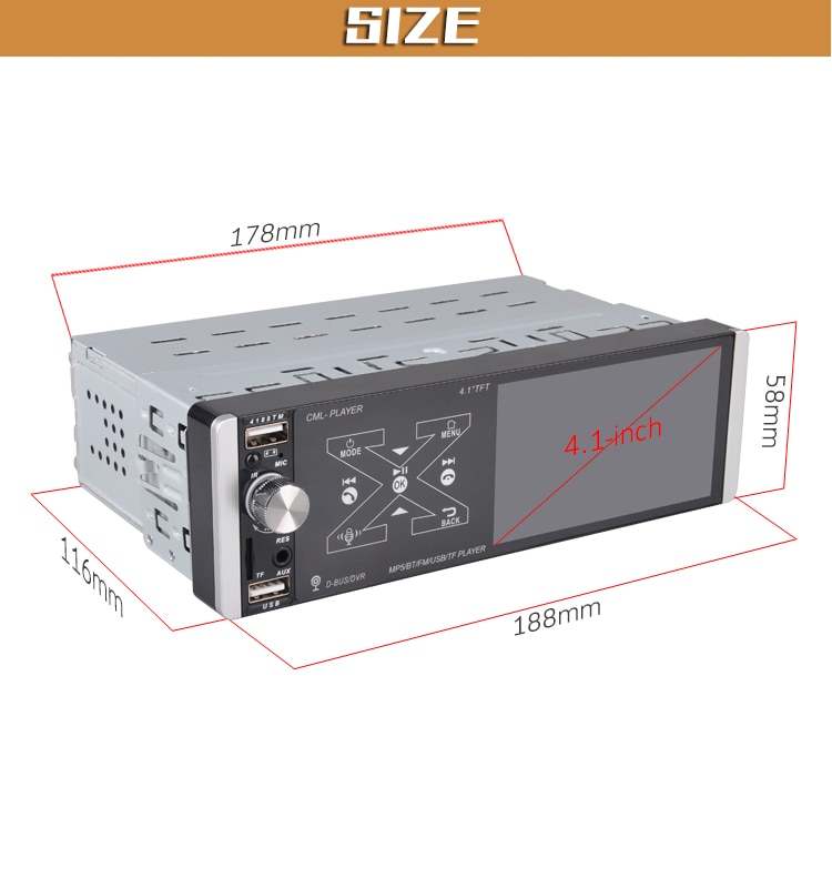 Smart AI Voice Capacitive Screen Player Artificial Intelligence 4.1 Inches USB DVR Single Lngot MP5 Bluetooth Dual Channel