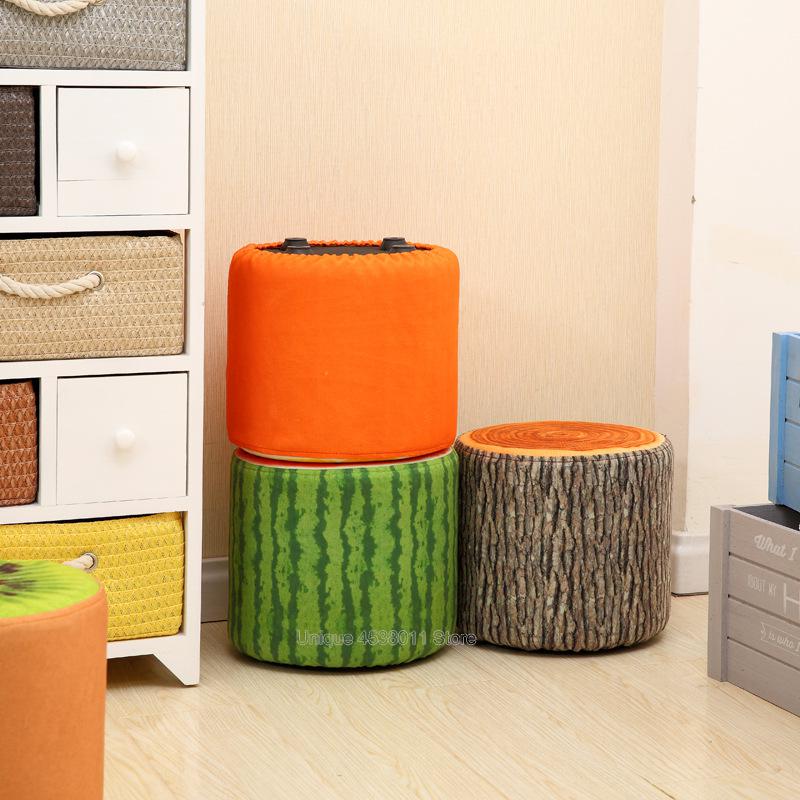 Woonkamer creatieve kruk verwijderbare en wasbare cartoon fruit kinderen schoenen kruk leren bankje kleine bench