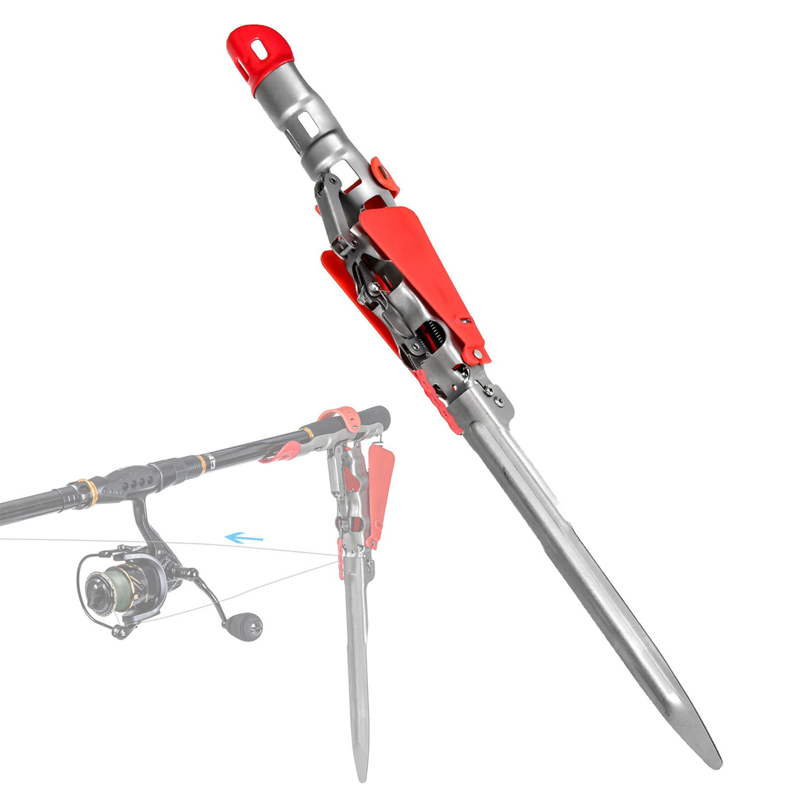 Automatic Spring Fishing Rod Holder Adjustable Sensitivity Fishing Bracket Folding Stainless Steel Auto Fish Catcher Rod Stand