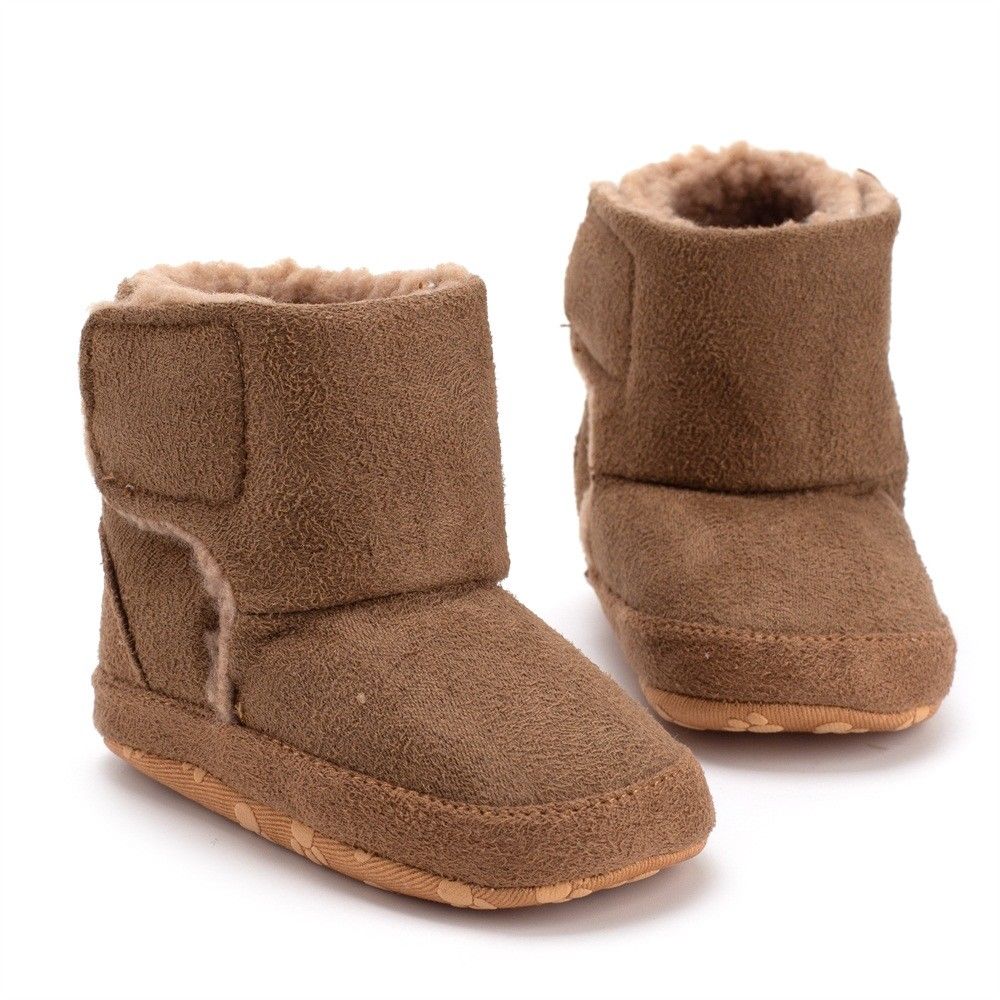 Peuter Baby Meisjes Jongens Winter Warm Laarzen Effen Bont Haak Mid Calf Snowboots 2 Stijl Outfit 0-18M: Bruin / 13-18 months
