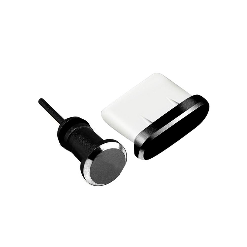 Conector Micro USB tipo C para auriculares, puerto de carga, portátil, antipolvo, eliminación de tarjetas, Pin para Samsung, iPhone, Huawei, iPhone, 1 ud.: Black Type c