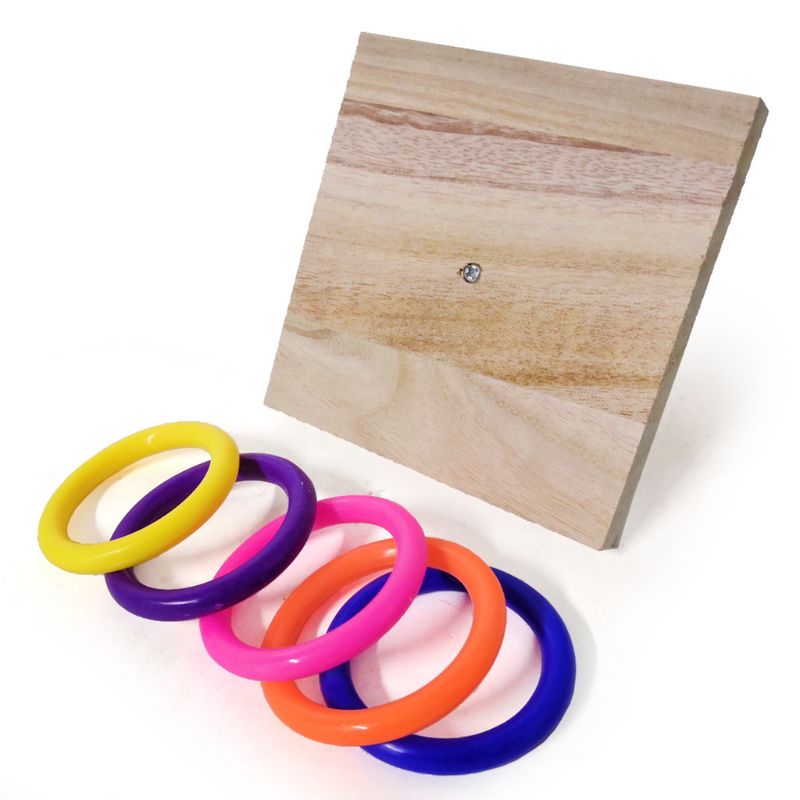 Bird Parrot Wooden Platform Plastic Ring Intelligence Training Chew Puzzle Toy
