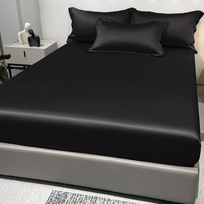 Couvre-lit en Satin noir pour hommes et femmes, quatre saisons, Simple, , couleur unie, soie glacée, maison, chambre à coucher, hôtel