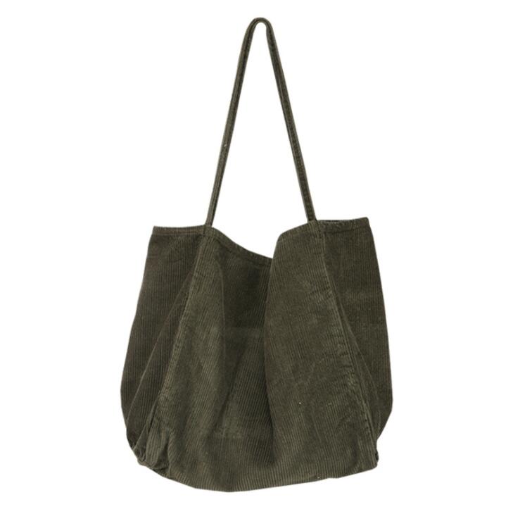 Tjock Manchestertyg Casual Tote Bag - Shopping, Skola, Fest, Strand, Resa - 38x38x23cm: Grön