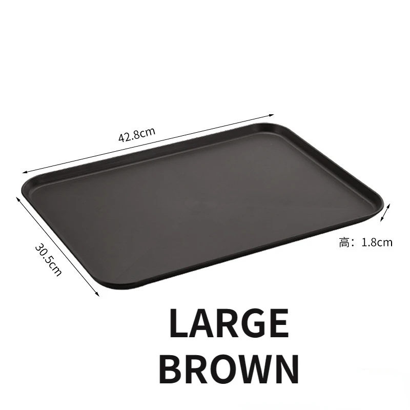 Plateau en plastique rectangulaire, grands plateaux de service pour hôtel, Restaurant, plat à thé, eau, petit déjeuner à la maison, poêle à pain, organisateur de Table basse: Black