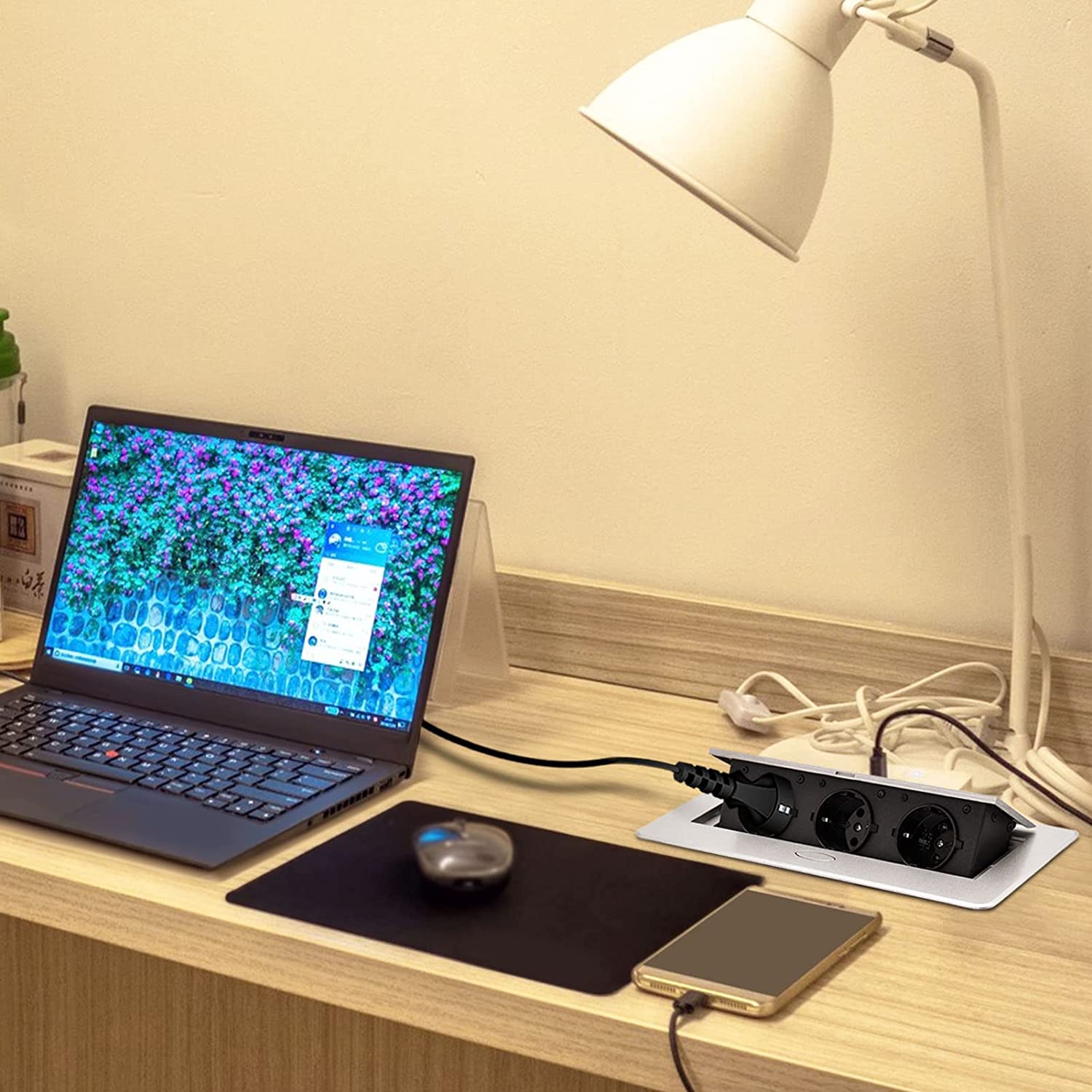 Metal Panel French Standard Hidden Type Table Socket 2/3 Way Outlet USB/EUR/Universal/FR Office Kitchen Cabinet Desktop Aluminum