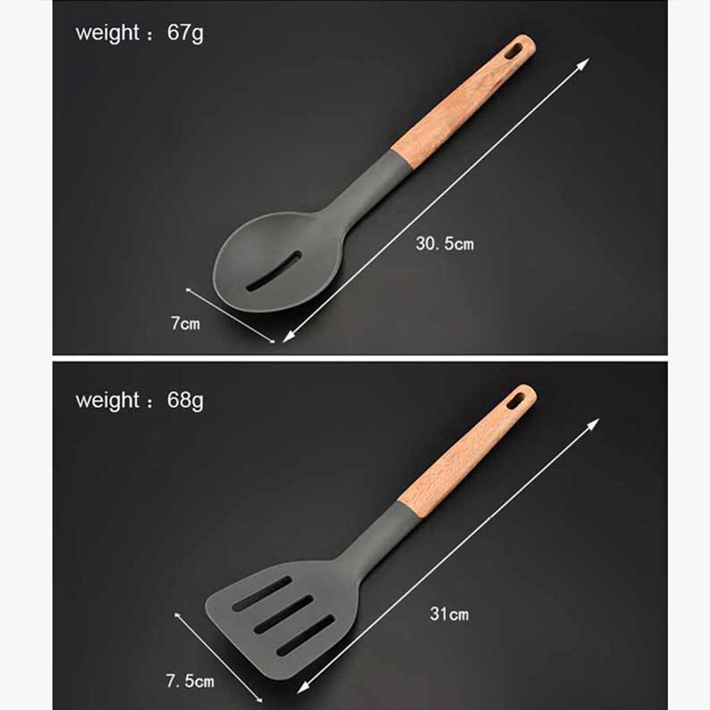 7Pcs Set Keuken Nylon Kookgerei Gebruiksvoorwerp Set Kookgerei Soeplepel Turner Pollepel Pasta Lepel Hittebestendig Non-Stok Gebruiksvoorwerpen