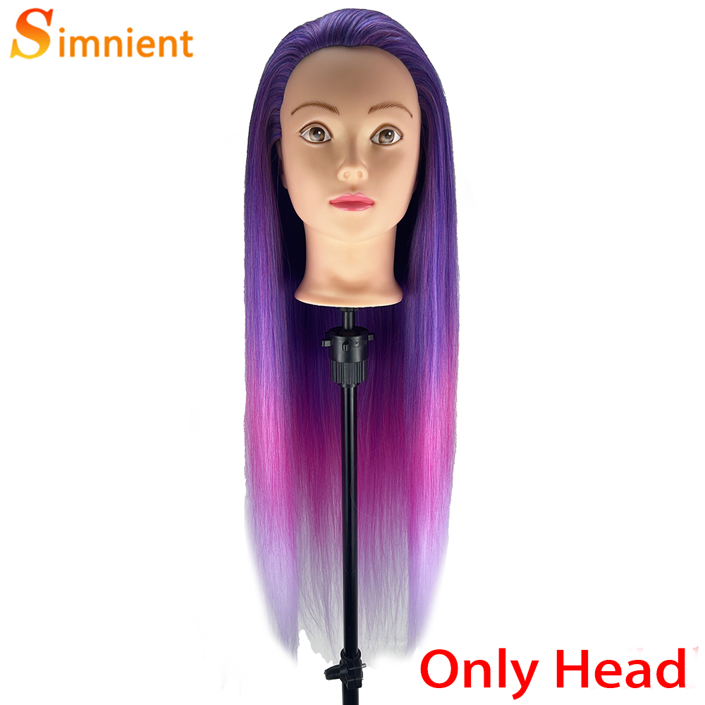 70Cm 100% High Temperature Fiber Blonde Hair Mannequin Head Training Head For Hairstyles Braid Hairdressing Manikin Doll Head: green