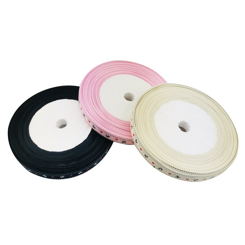 (25 Meter/stuk) 3/8 ''(10Mm) gedrukt Grosgrain Lint Off Wit Anker Serie Linten Decoratie Linten