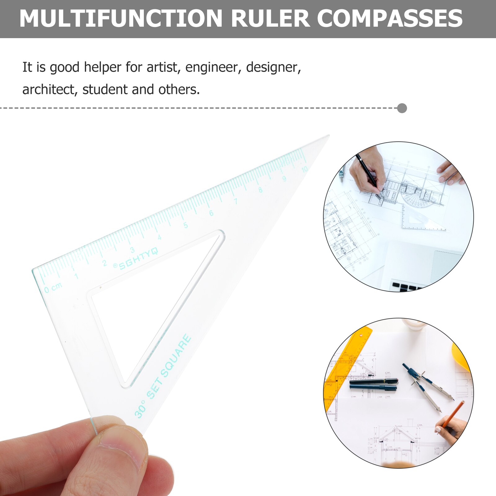 1 Set Circle Drawing Tools Geometry Precision Drawing Tools Ruler Protractor (Random Color)