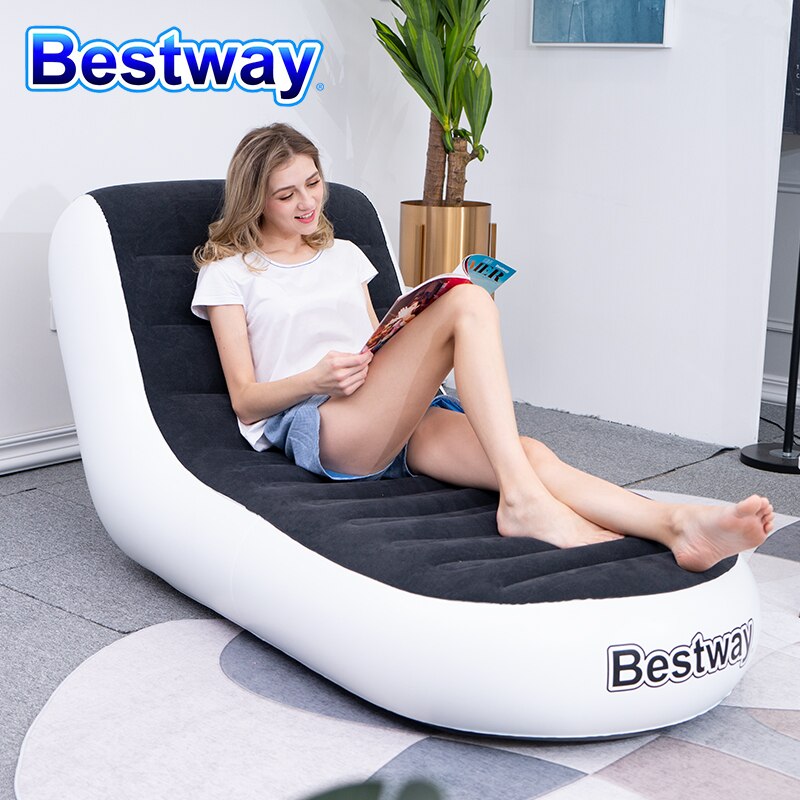 Bestway 75064 Inflatable Lazy Sofa Sleeping Reclining Chair Comfortable Flocked Sofa Bed Multi Max II Air Couch